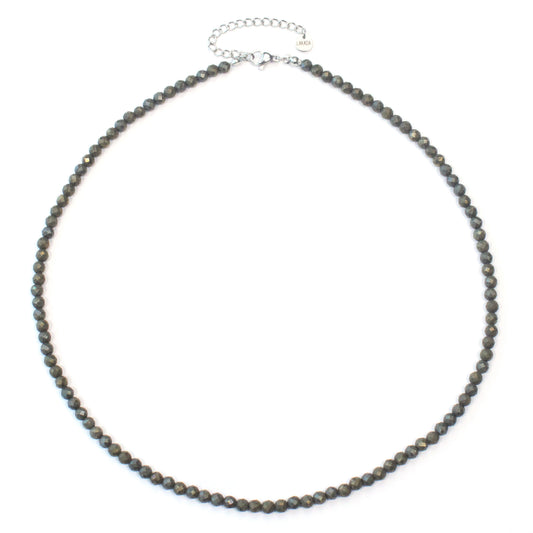 Pyrit Edelstein Halskette 4mm facettiert - Länge verstellbar