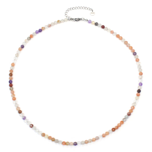 Super Seven Amethyst Edelstein Halskette 4mm facettiert - Länge verstellbar