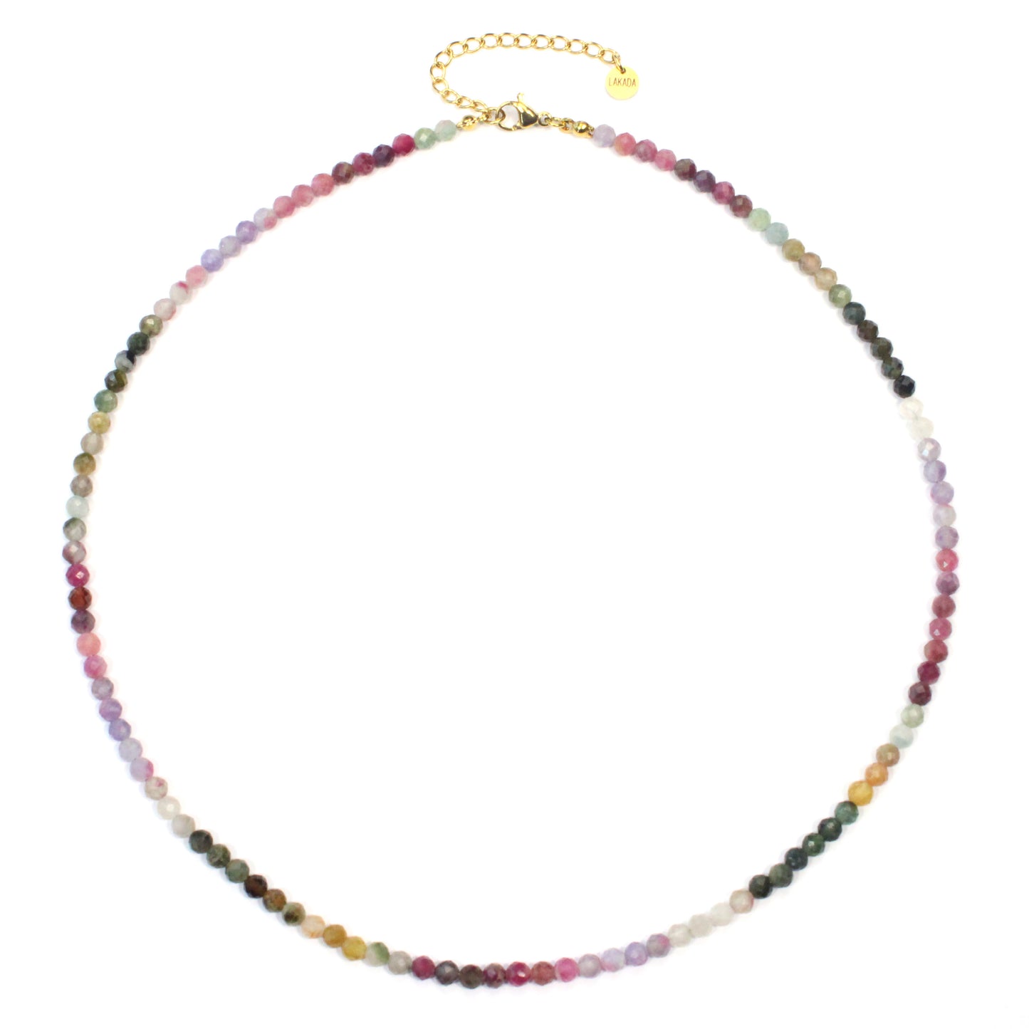 Regenbogenturmalin Edelstein Halskette 4mm facettiert - Länge verstellbar
