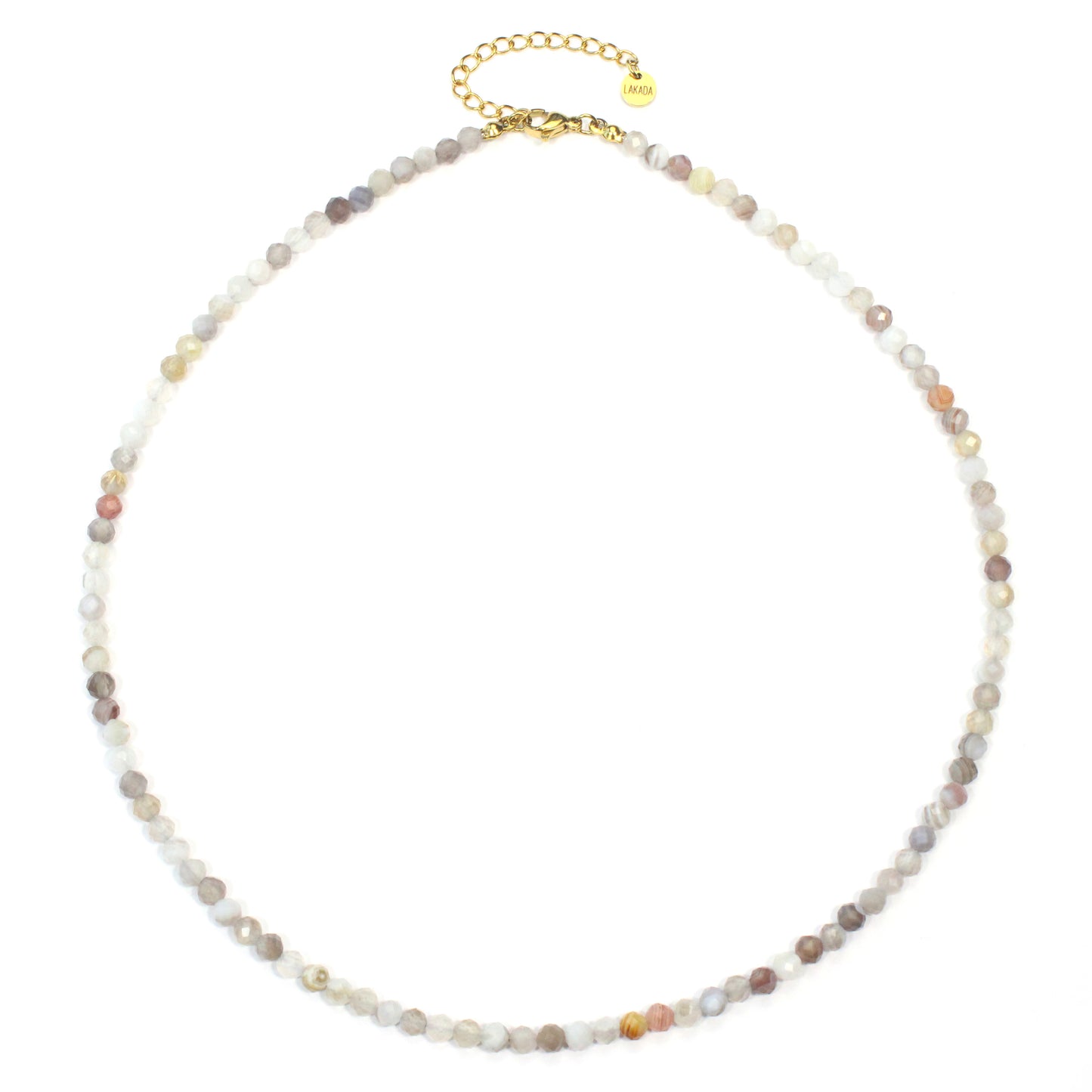 Botswana Achat Edelstein Halskette 4mm facettiert - Länge verstellbar