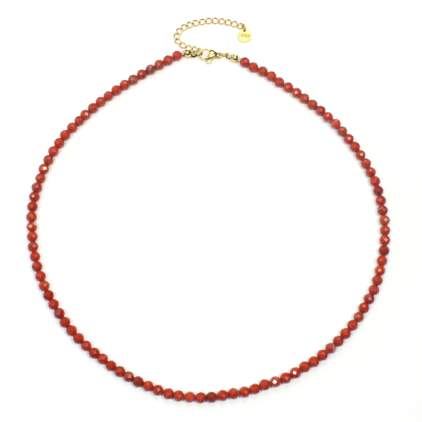 Roter Jaspis Edelstein Halskette 4mm facettiert - Länge verstellbar