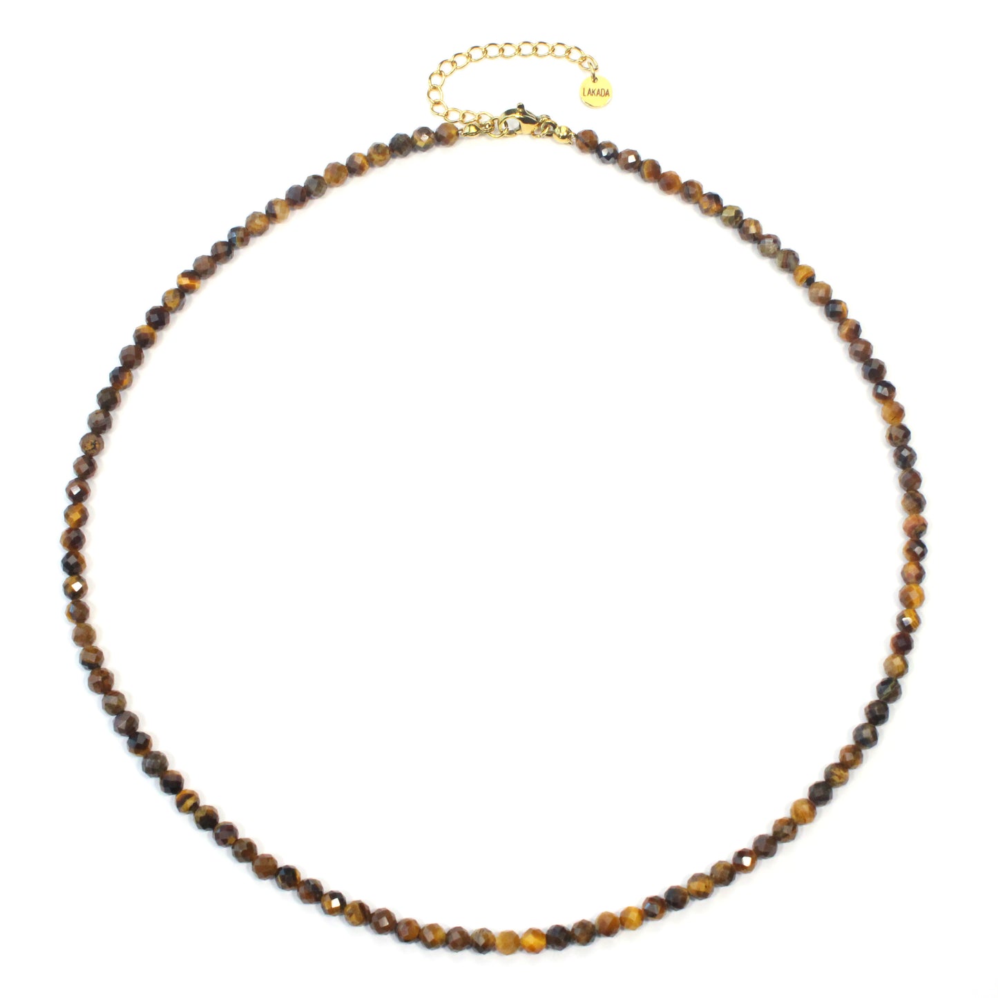 Tigerauge Edelstein Halskette 4mm facettiert - Länge verstellbar