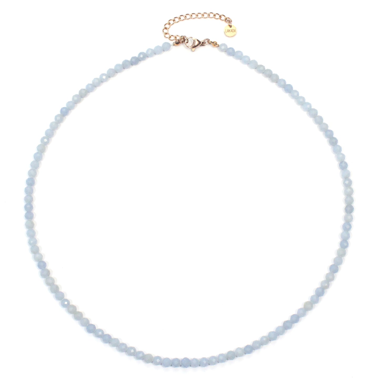 Blauer Angelit Edelstein Halskette 4mm facettiert - Länge verstellbar