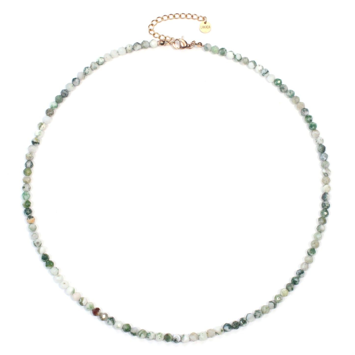 Baumachat Edelstein Halskette 4mm facettiert - Länge verstellbar