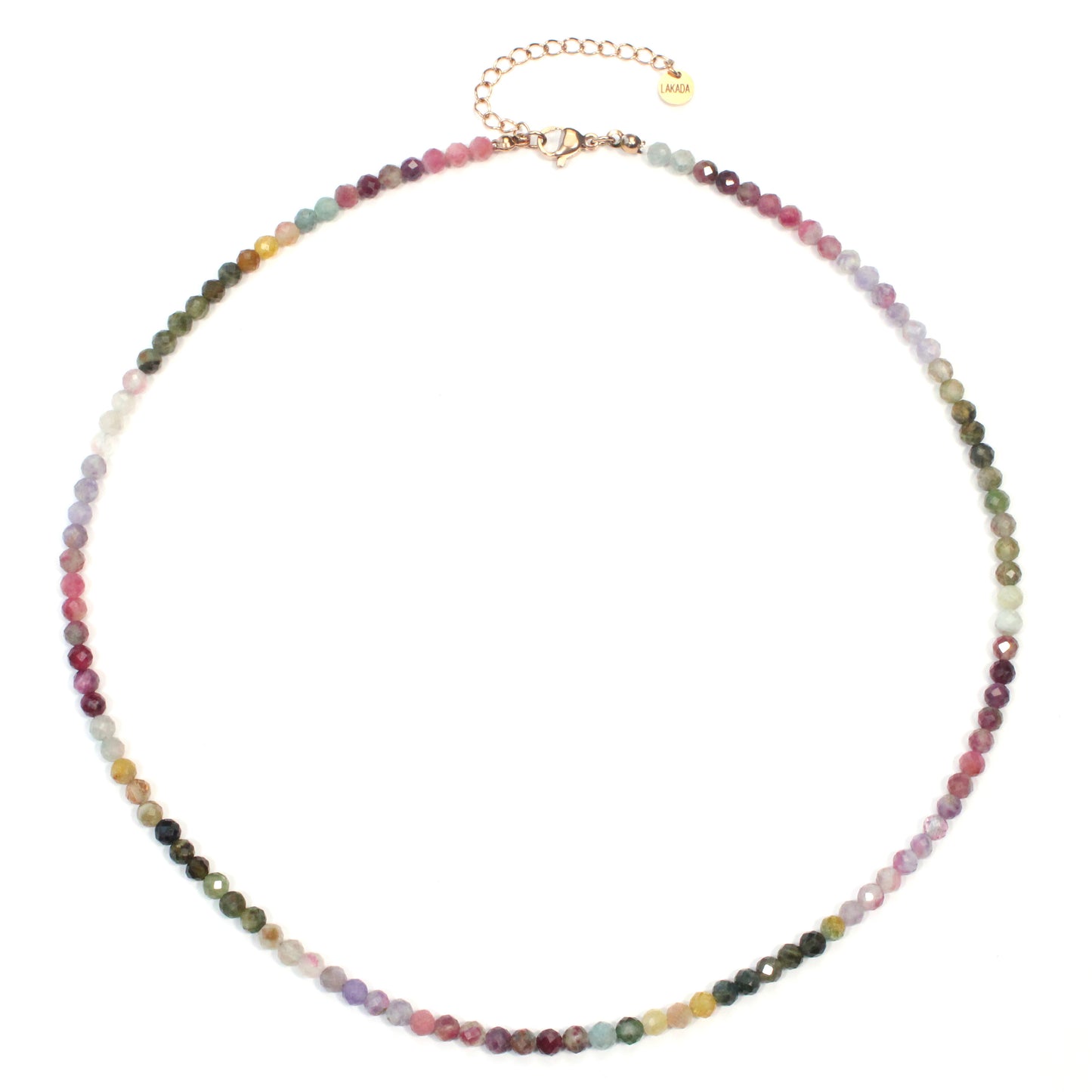 Regenbogenturmalin Edelstein Halskette 4mm facettiert - Länge verstellbar