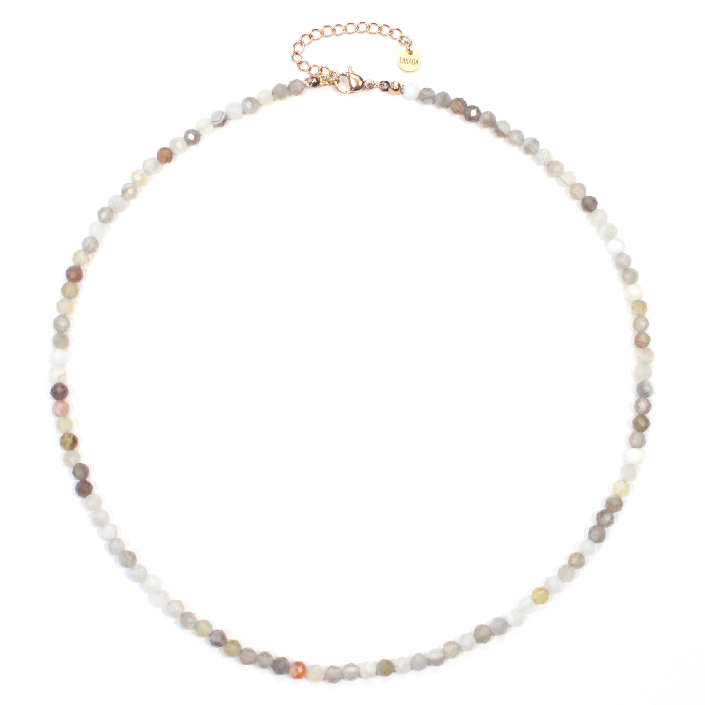 Botswana Achat Edelstein Halskette 4mm facettiert - Länge verstellbar