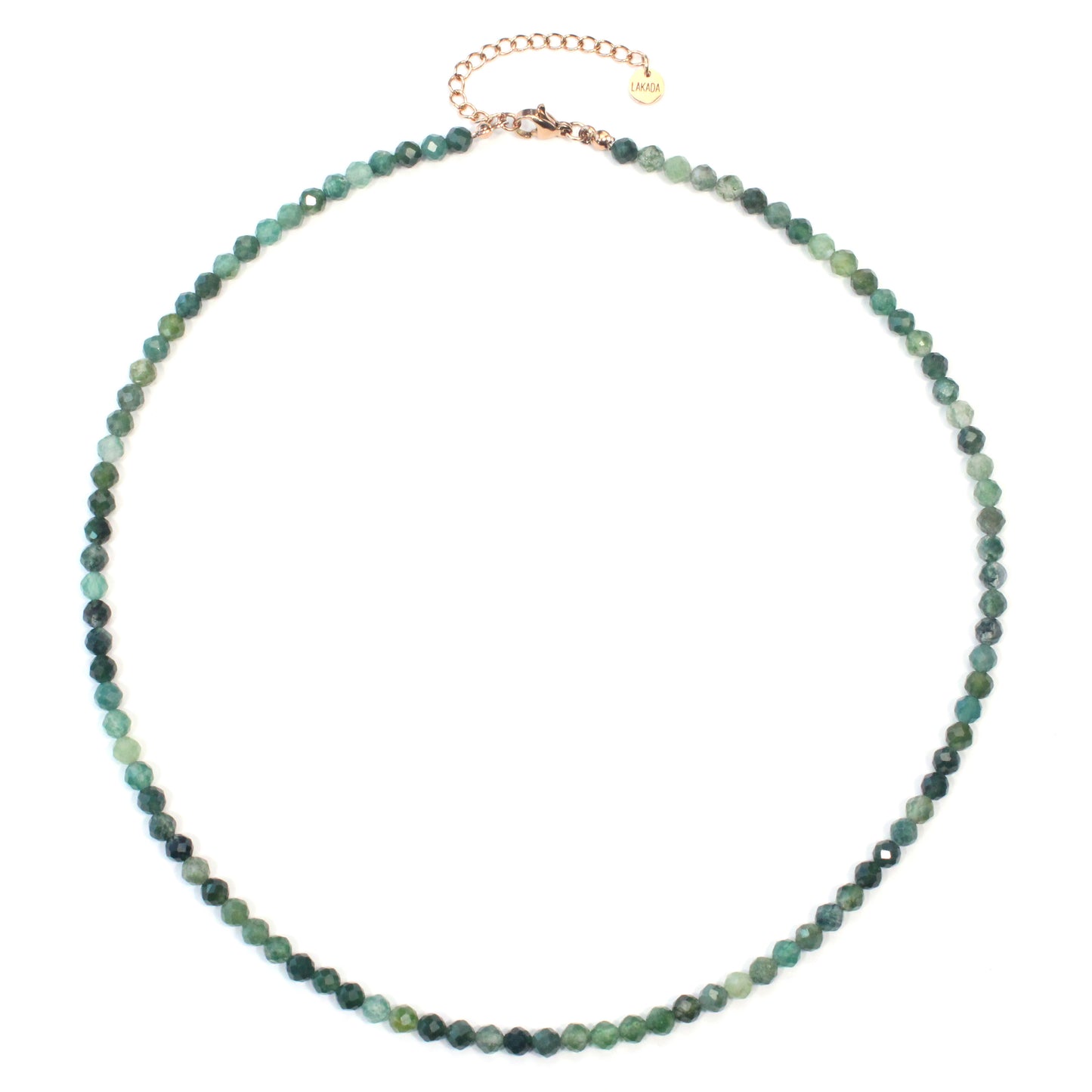 Moosachat Edelstein Halskette 4mm facettiert - Länge verstellbar