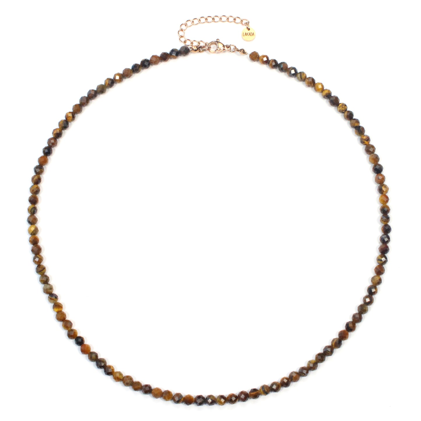 Tigerauge Edelstein Halskette 4mm facettiert - Länge verstellbar