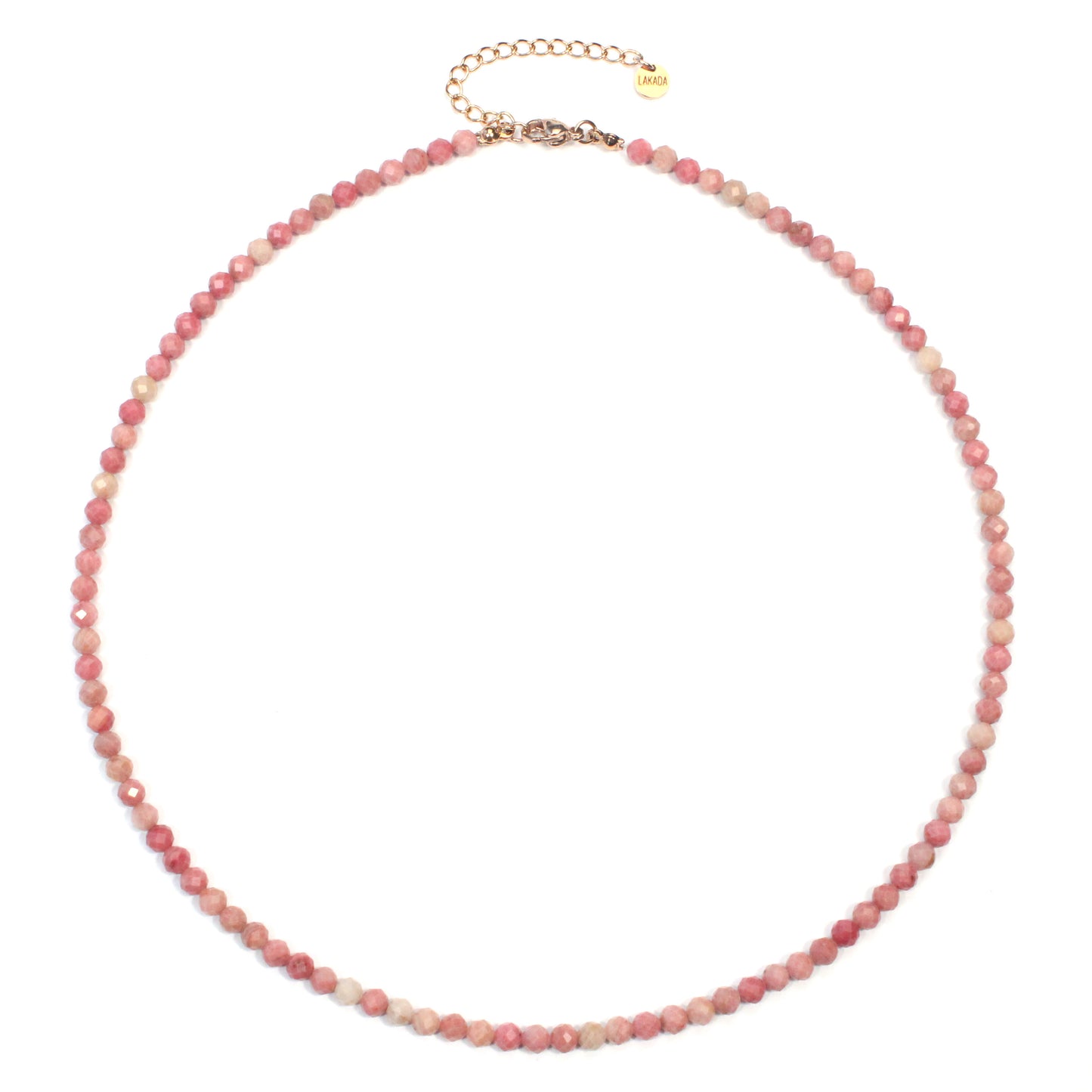 Rhodonit Edelstein Halskette 4mm facettiert - Länge verstellbar