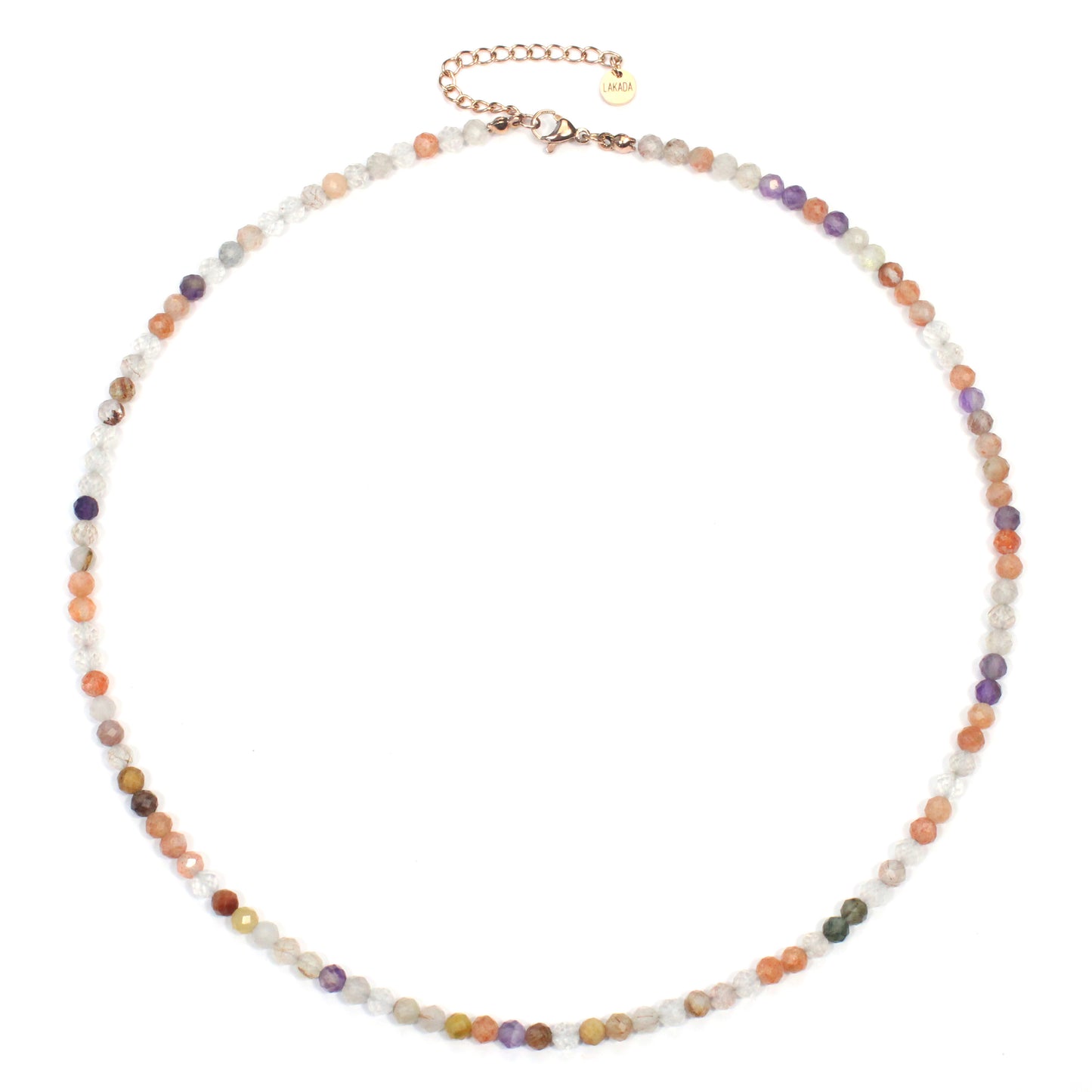 Super Seven Amethyst Edelstein Halskette 4mm facettiert - Länge verstellbar