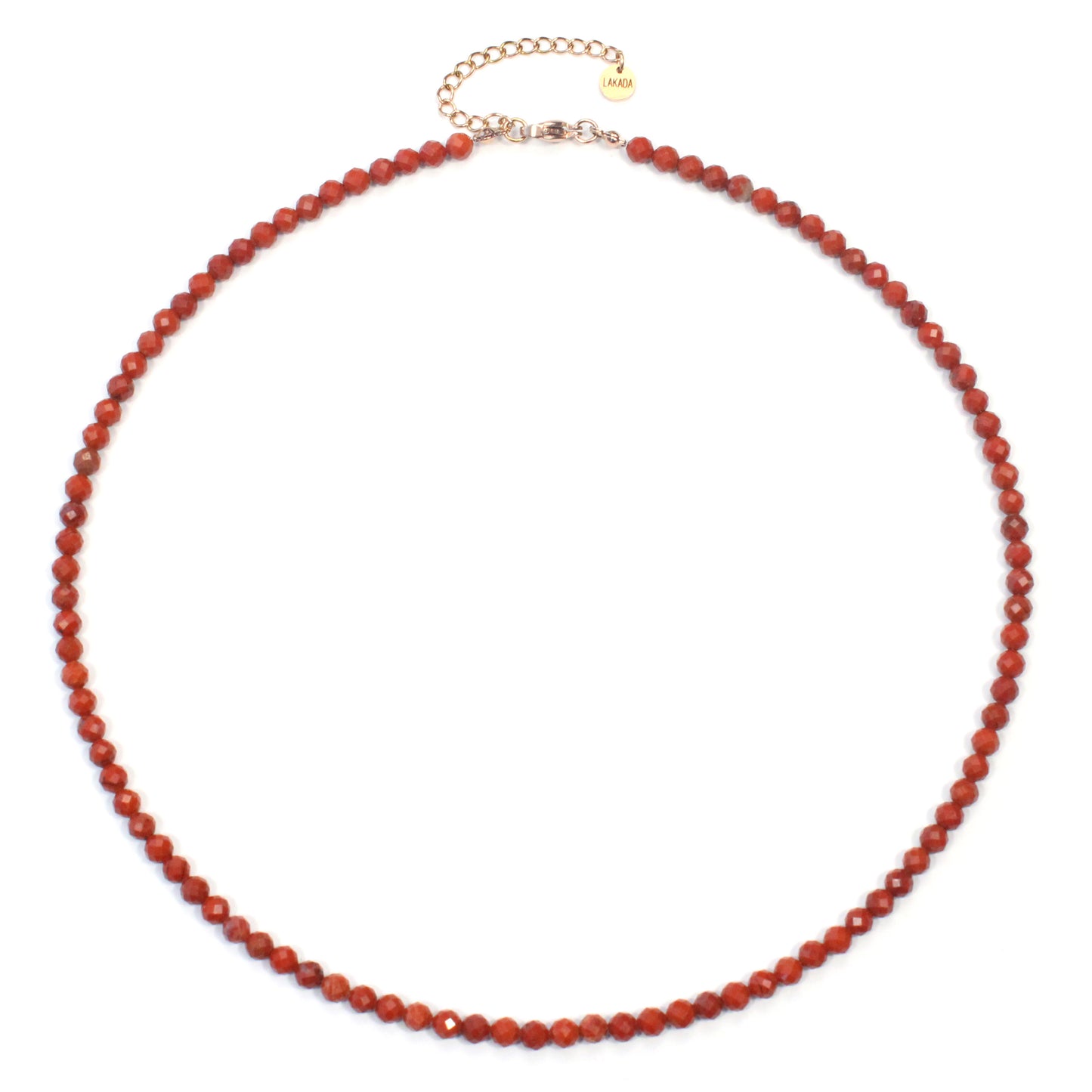 Roter Jaspis Edelstein Halskette 4mm facettiert - Länge verstellbar