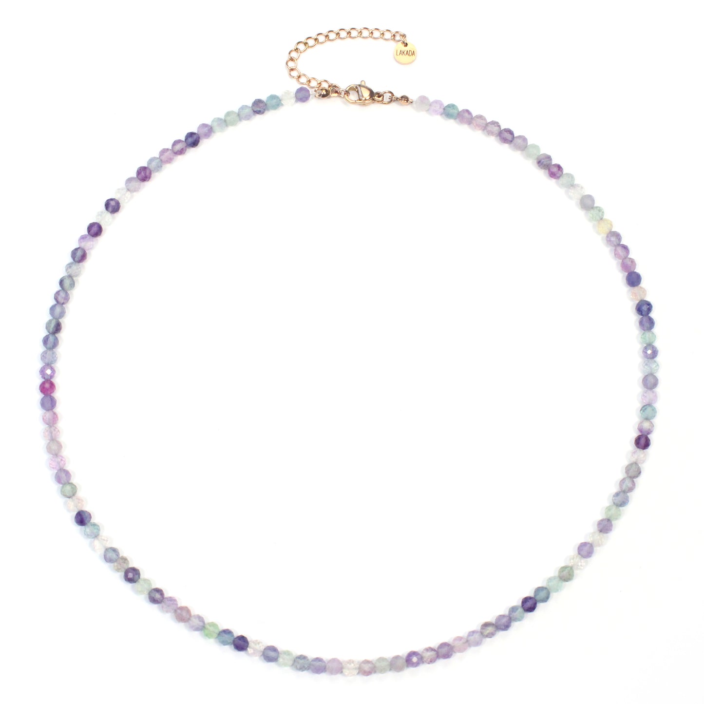 Regenbogenfluorit Edelstein Halskette 4mm facettiert - Länge verstellbar