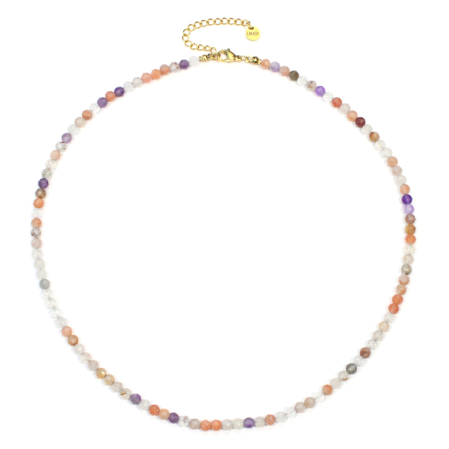 Super Seven Amethyst Edelstein Halskette 4mm facettiert - Länge verstellbar
