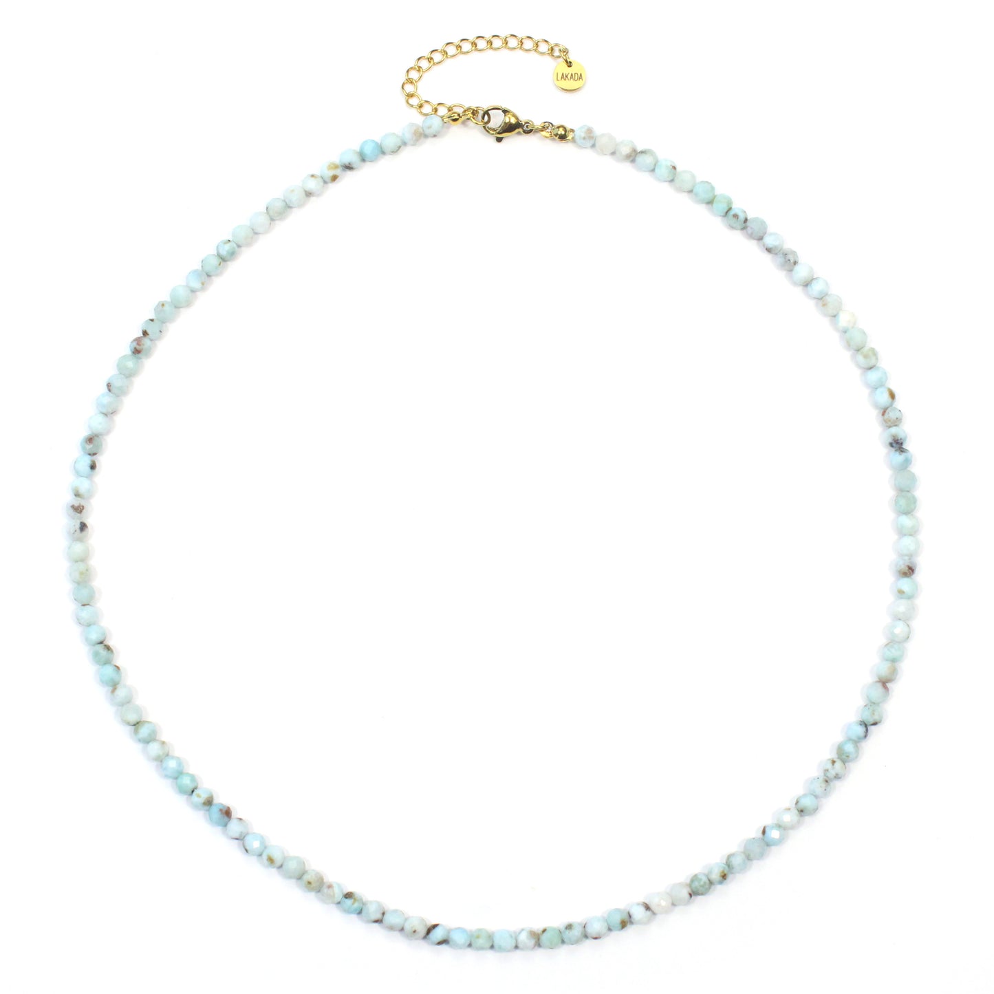 Larimar Edelstein Halskette 4mm facettiert - Länge verstellbar