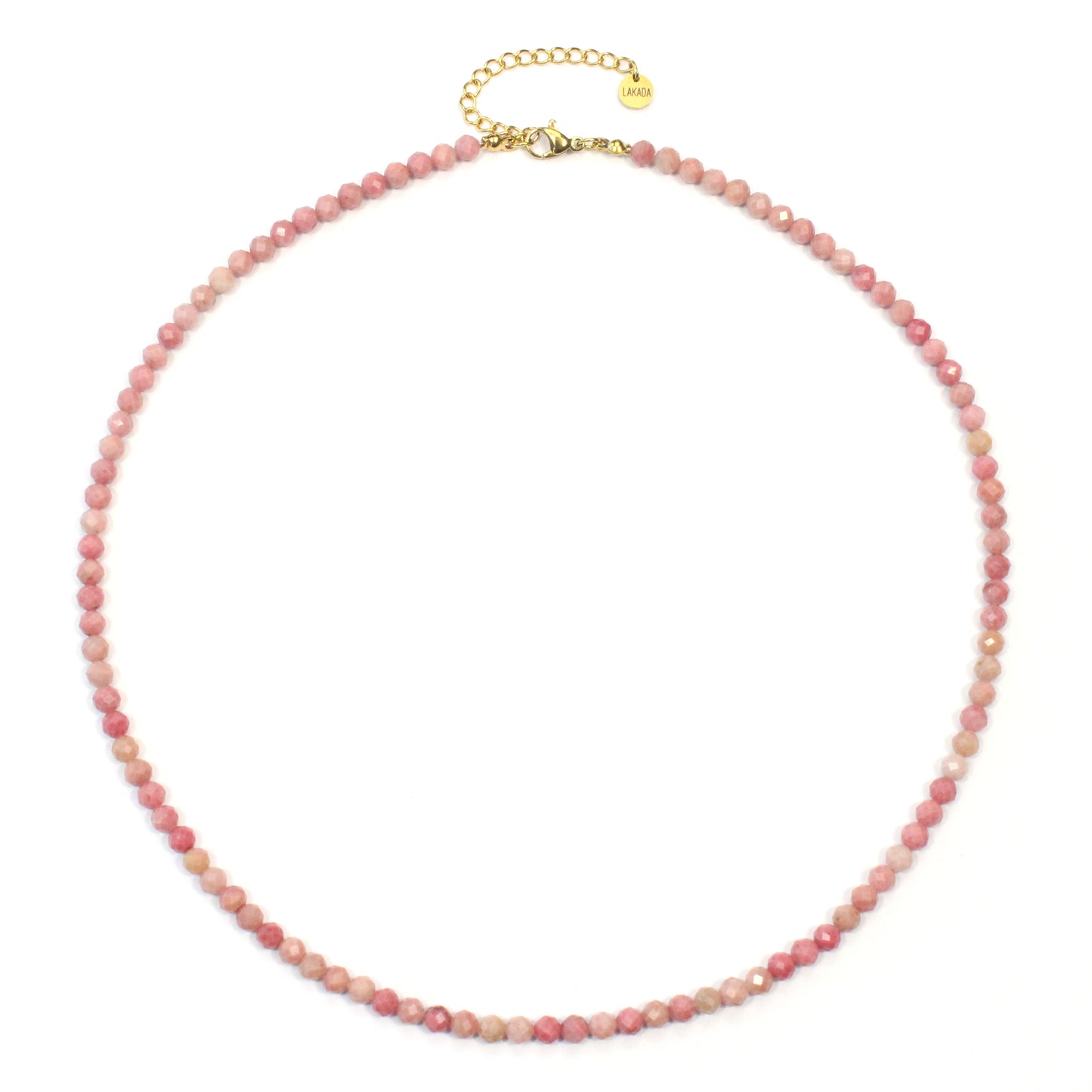 Rhodonit Edelstein Halskette 4mm facettiert - Länge verstellbar