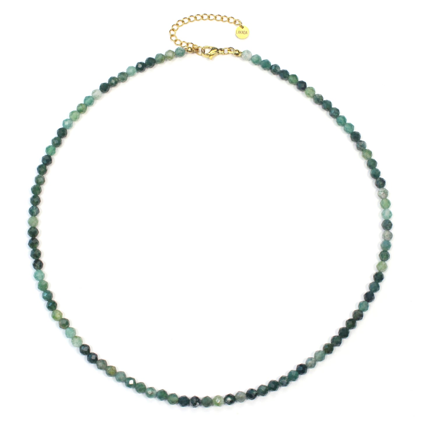Moosachat Edelstein Halskette 4mm facettiert - Länge verstellbar