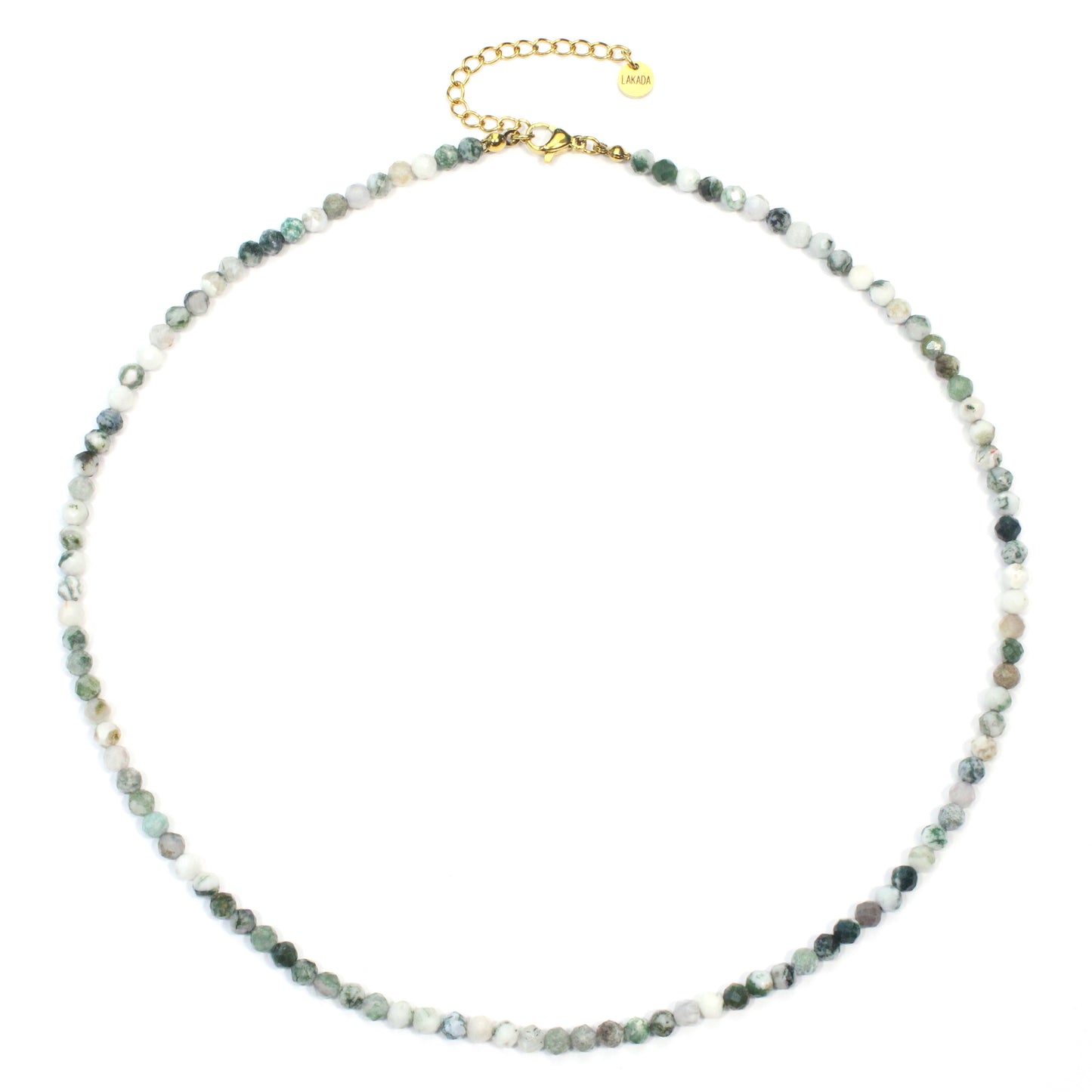 Baumachat Edelstein Halskette 4mm facettiert - Länge verstellbar
