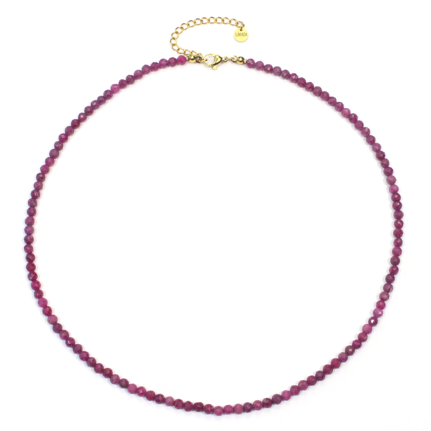 Rubin Edelstein Halskette 4mm facettiert - Länge verstellbar