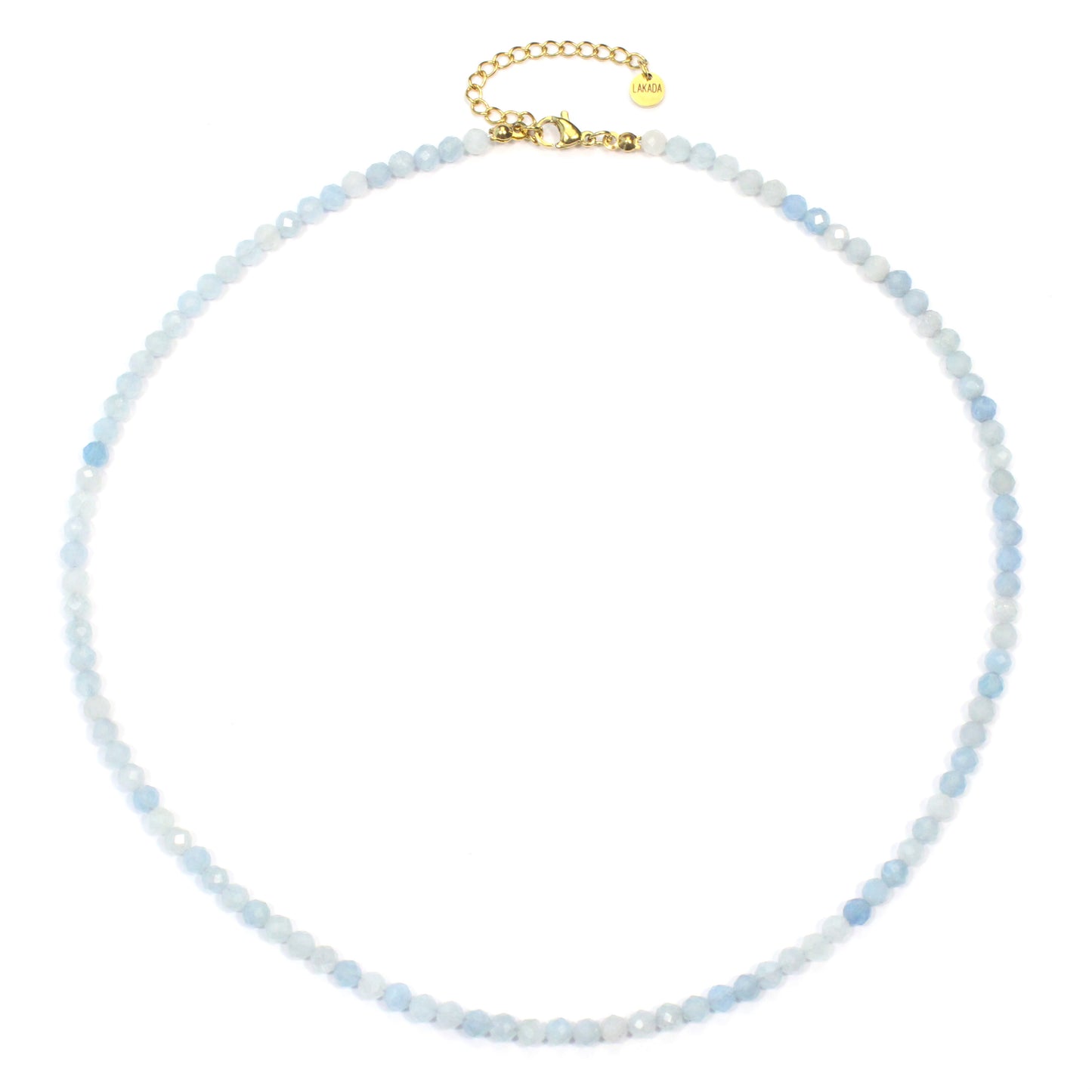 Aquamarin Edelstein Halskette 4mm facettiert - Länge verstellbar