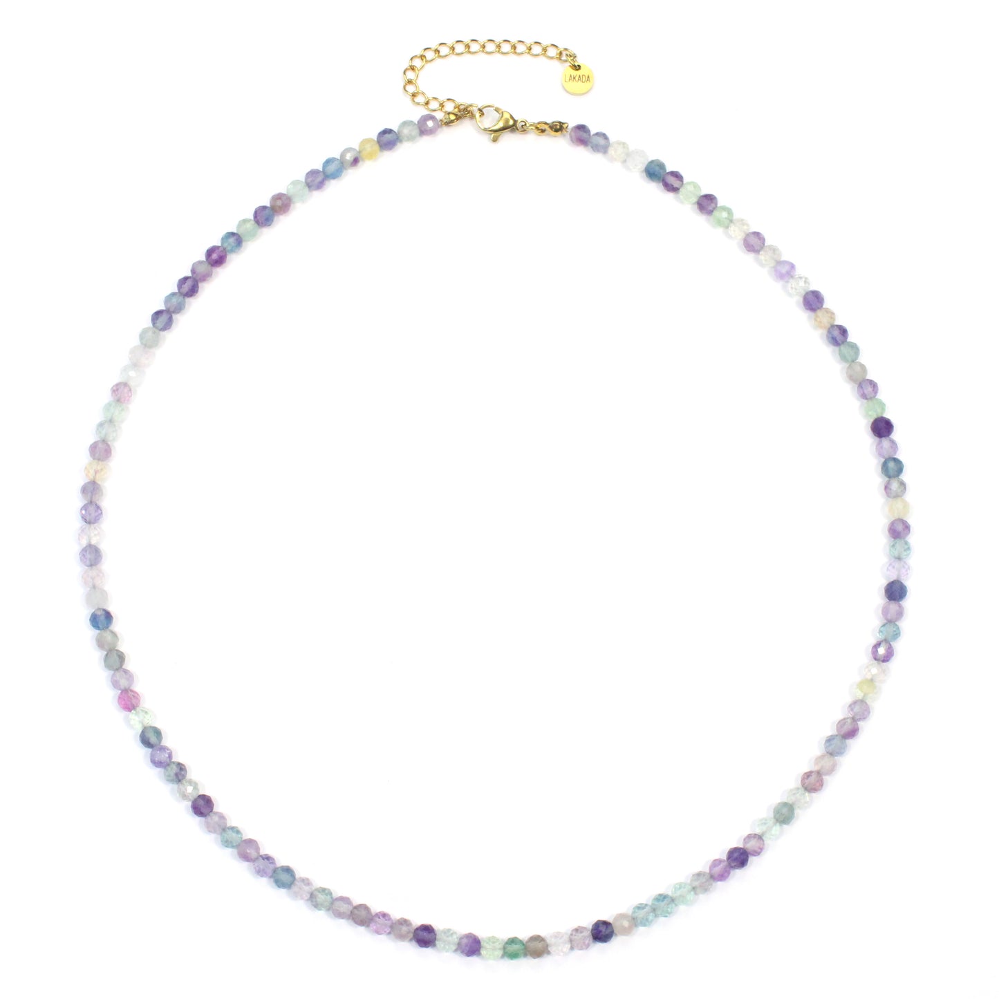 Regenbogenfluorit Edelstein Halskette 4mm facettiert - Länge verstellbar