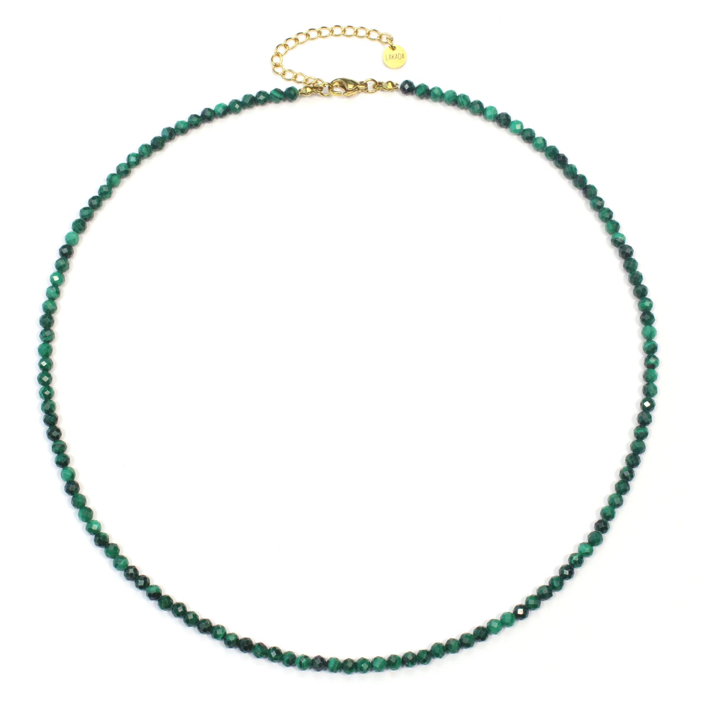 Malachit Edelstein Halskette 4mm facettiert - Länge verstellbar