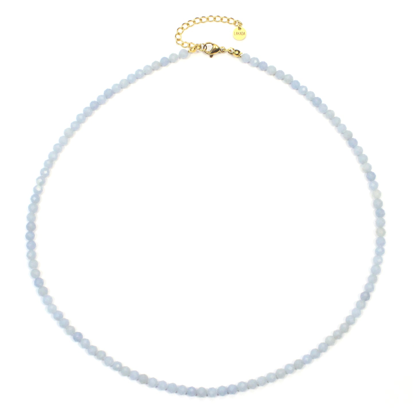 Blauer Angelit Edelstein Halskette 4mm facettiert - Länge verstellbar