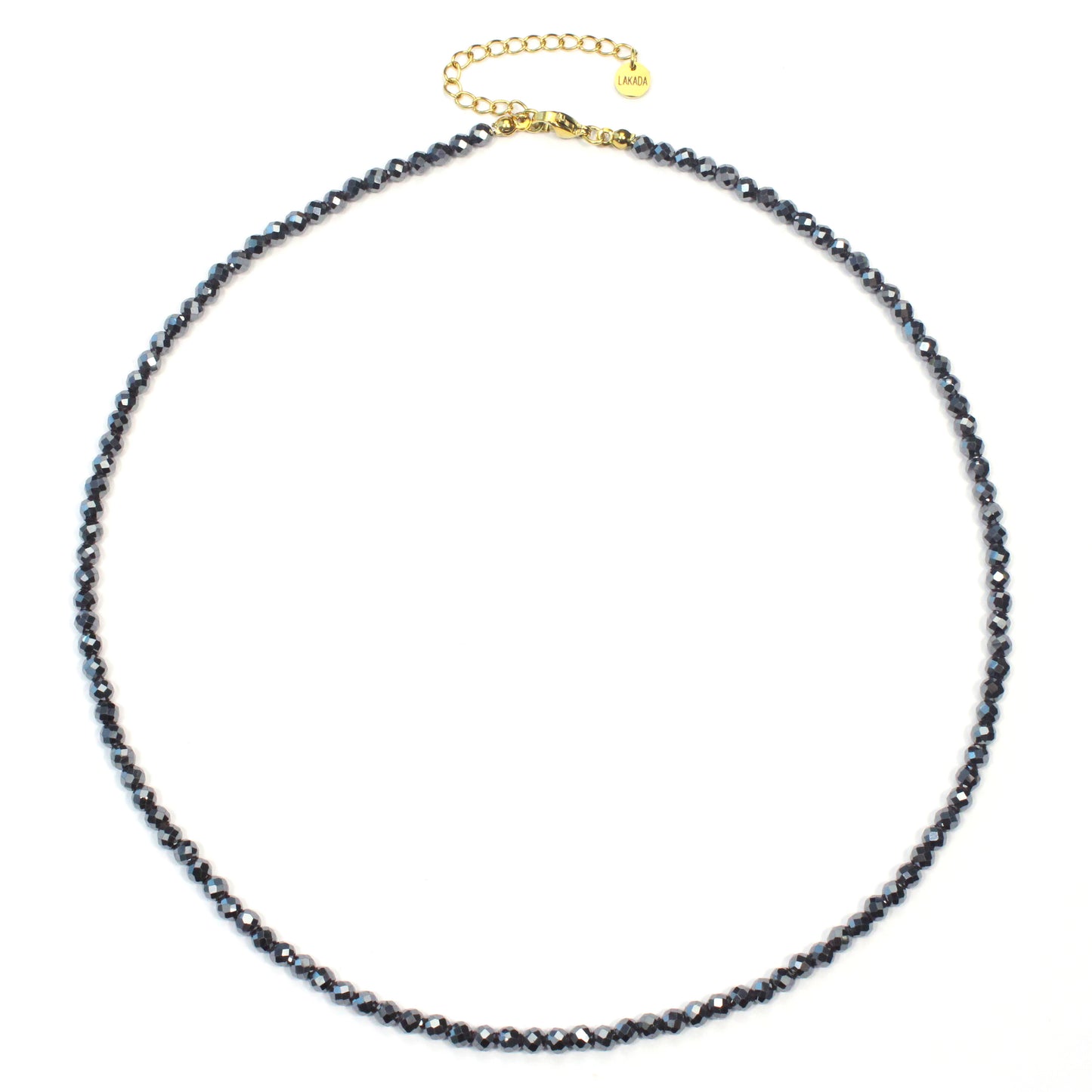 Hämatit Edelstein Halskette 4mm facettiert - Länge verstellbar