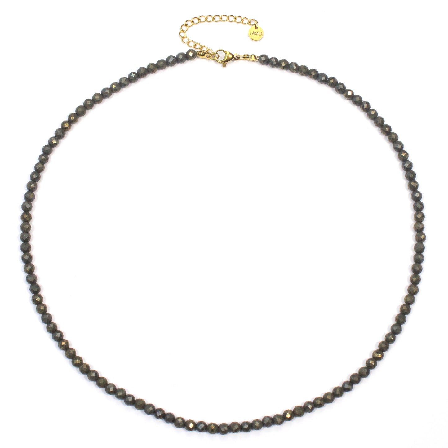Pyrit Edelstein Halskette 4mm facettiert - Länge verstellbar