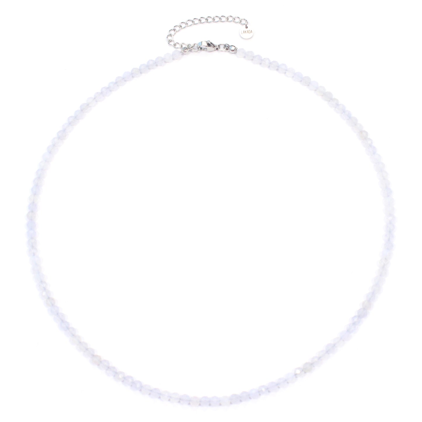 Blauer Spitzenachat Edelstein Halskette 4mm facettiert - Länge verstellbar