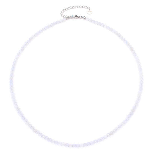 Blauer Spitzenachat Edelstein Halskette 4mm facettiert - Länge verstellbar