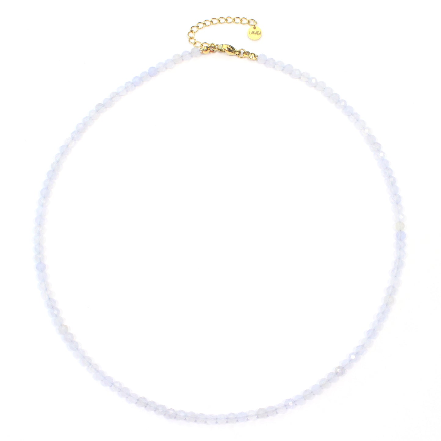 Blauer Spitzenachat Edelstein Halskette 4mm facettiert - Länge verstellbar
