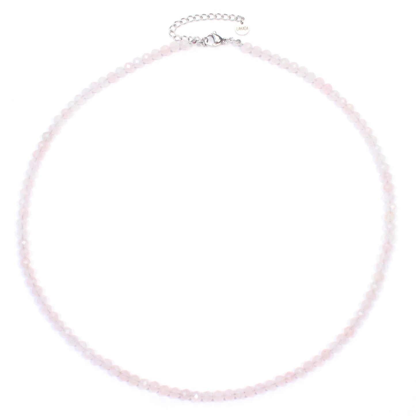 Rosenquarz Edelstein Halskette 4mm facettiert - Länge verstellbar