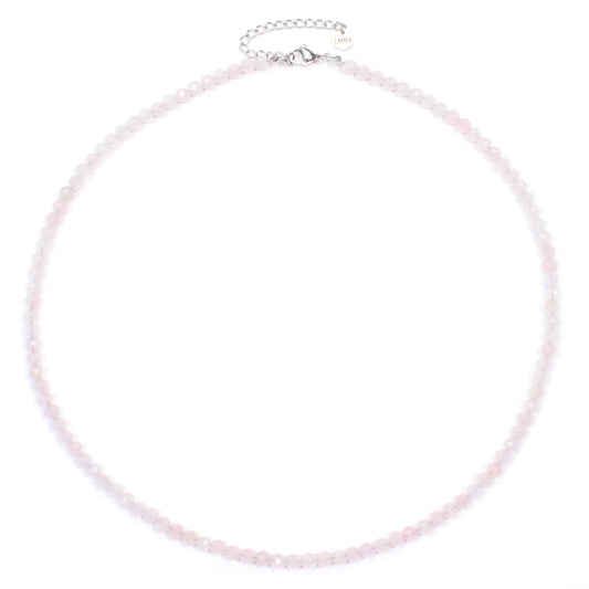 Rosenquarz Edelstein Halskette 4mm facettiert - Länge verstellbar