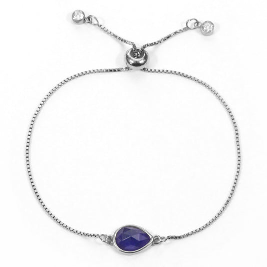 Venezianer Edelstahlarmband mit echtem facettierten Amethyst Edelstein in Tropfenform