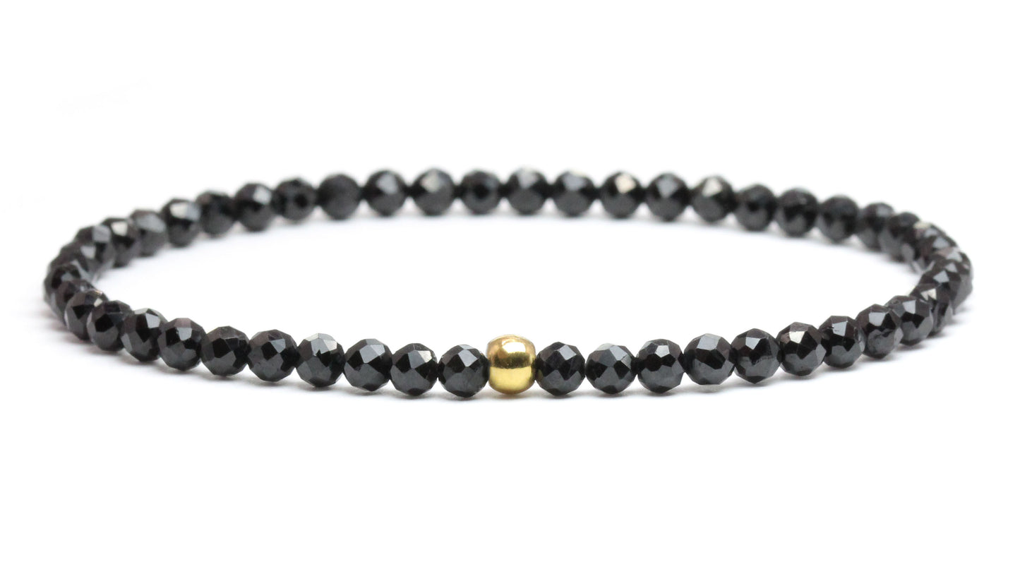 Schwarzer Turmalin Edelstein Armband 3mm facettiert