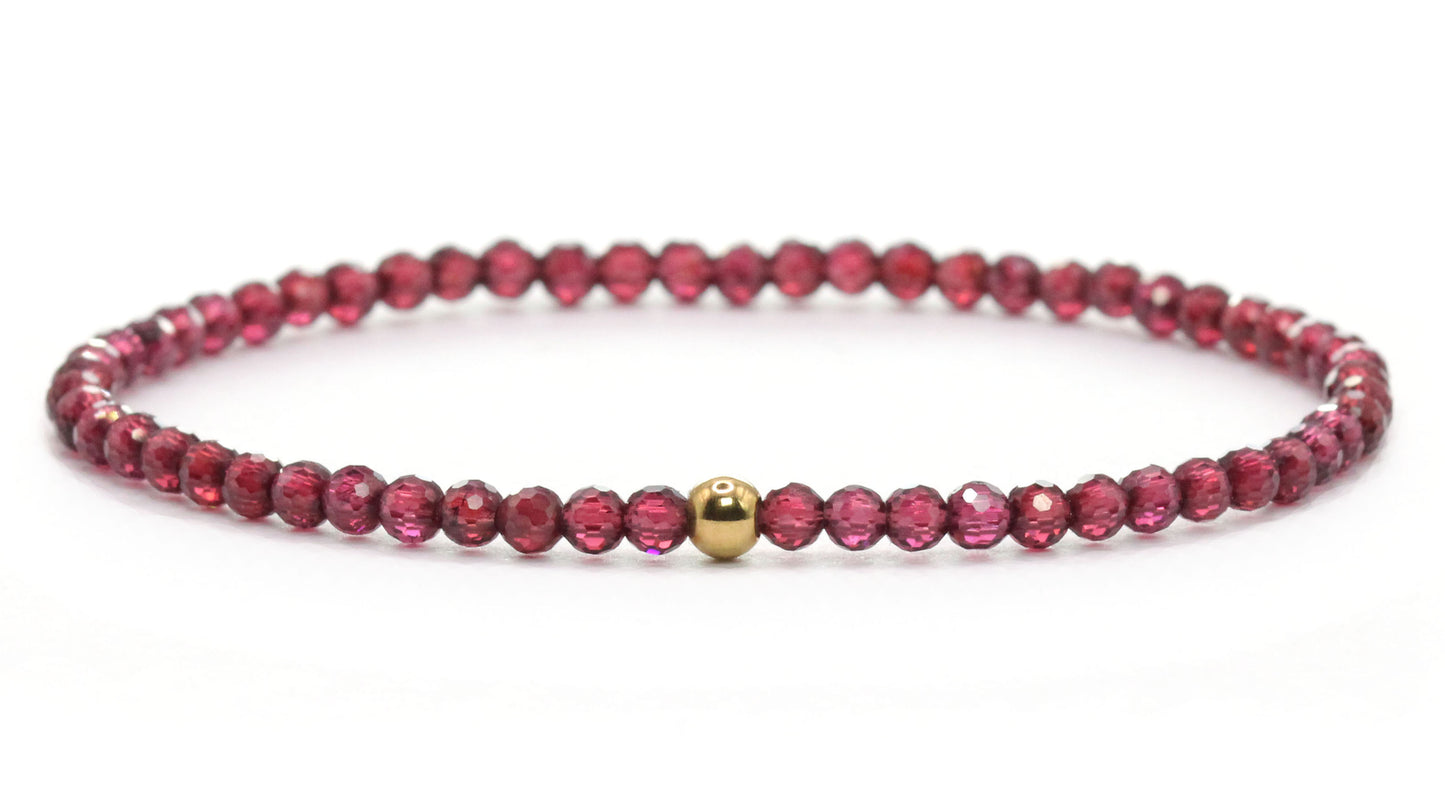 Granat Edelstein Armband 3mm facettiert