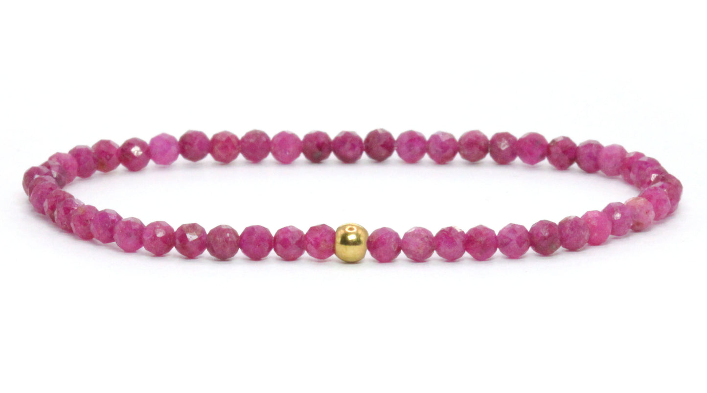 Rubin Edelstein Armband 3mm facettiert