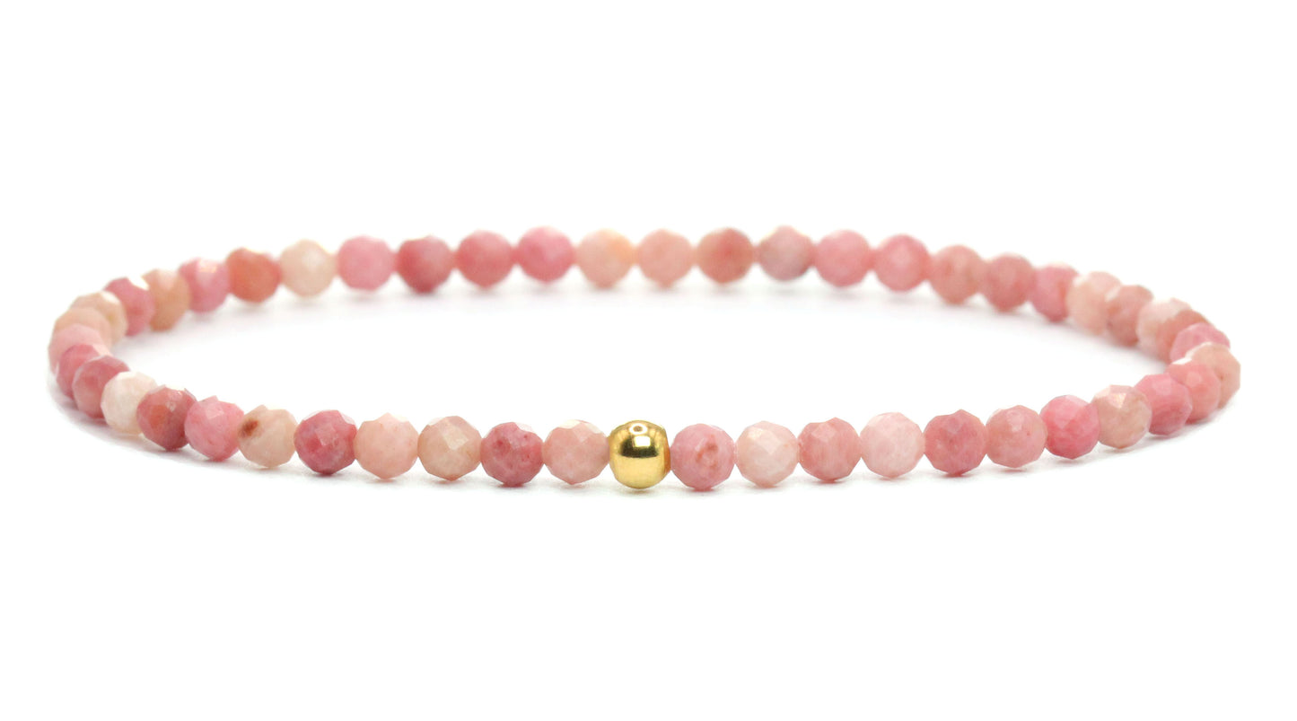 Rhodonit Edelstein Armband 3mm facettiert