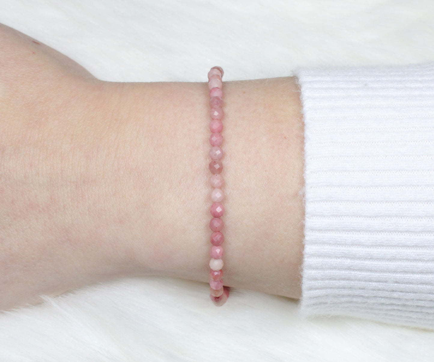 Rhodonit Edelstein Armband 3mm facettiert