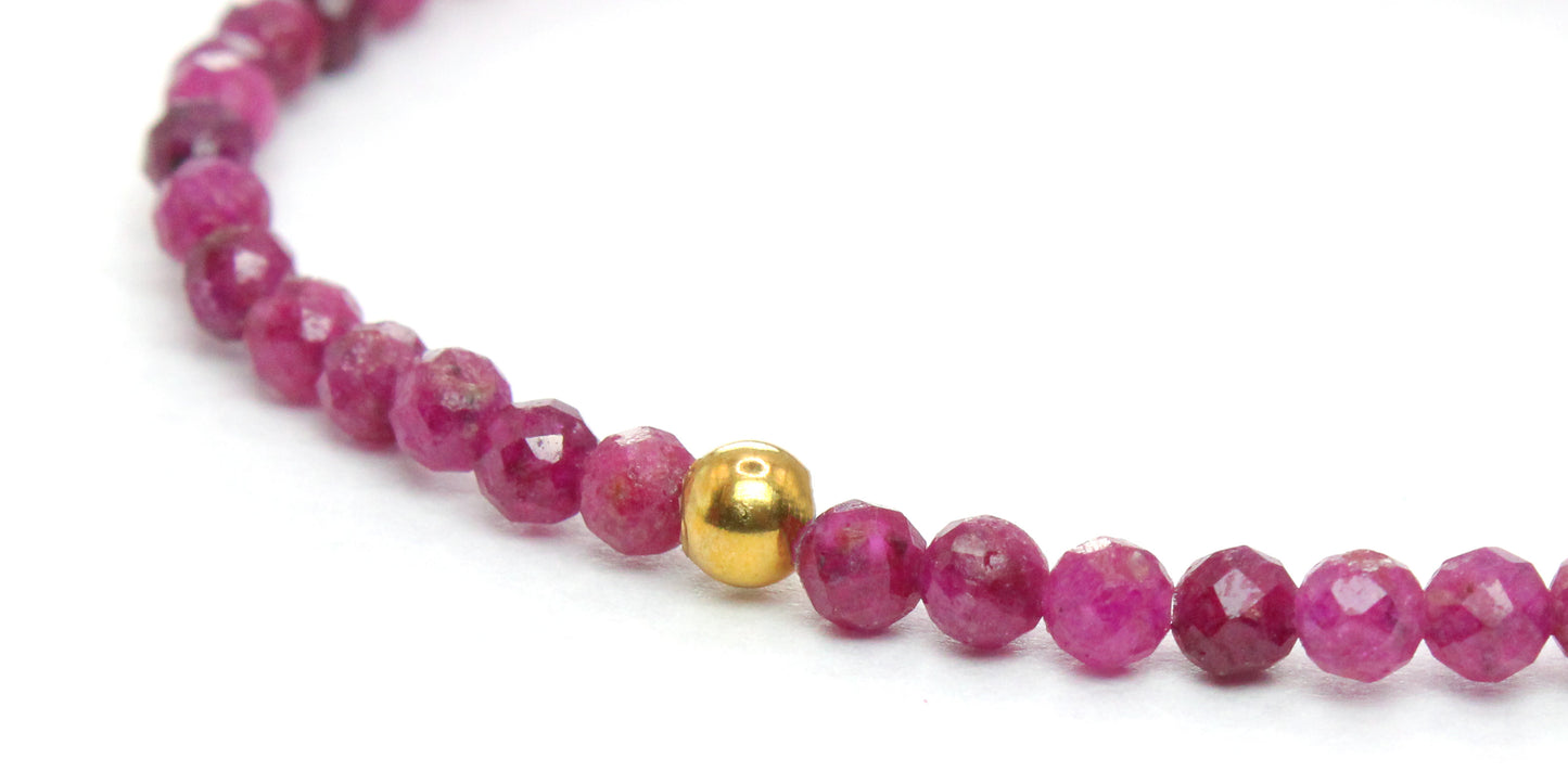 Rubin Edelstein Armband 3mm facettiert