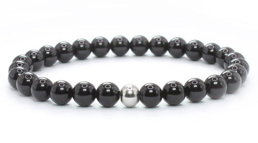 Onyx Edelstein Armband 6mm mit Edelstahlkugel