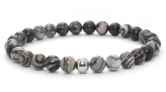 Matrix Jaspis Edelstein Armband 6mm mit Edelstahlkugel
