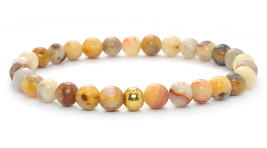 Crazy Spitzenachat Edelstein Armband 6mm mit Edelstahlkugel