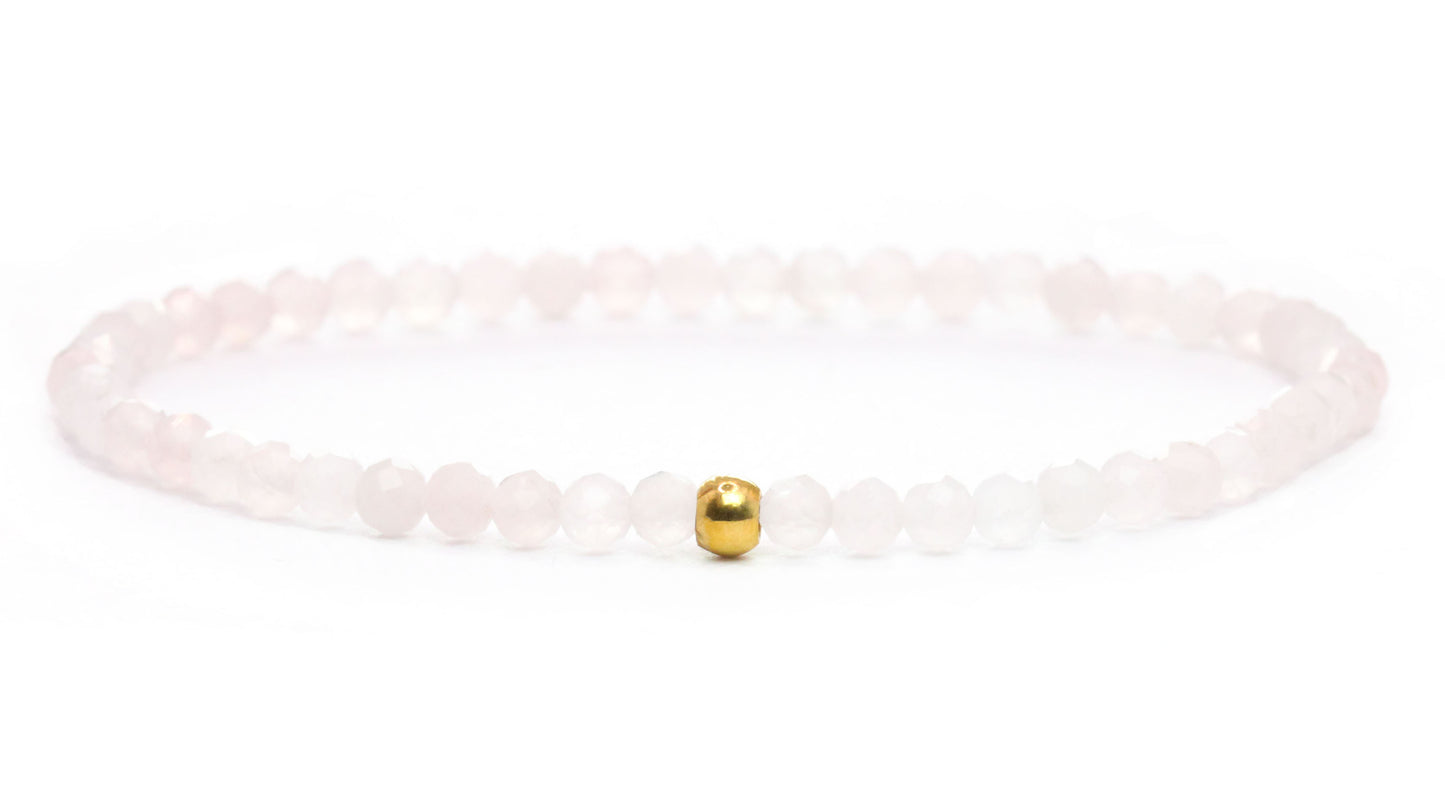 Rosenquarz Edelstein Armband 3mm facettiert