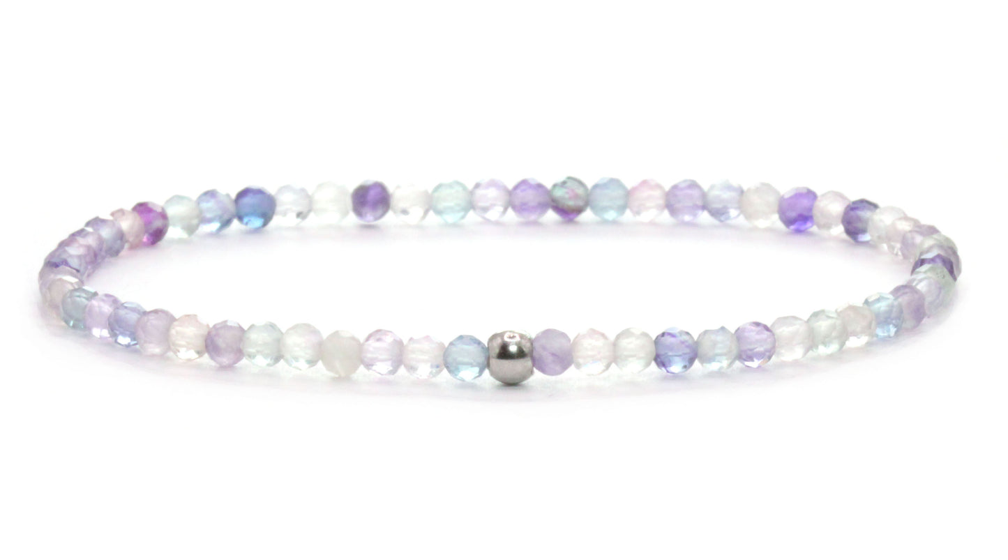 Regenbogenfluorit Edelstein Armband 3mm facettiert