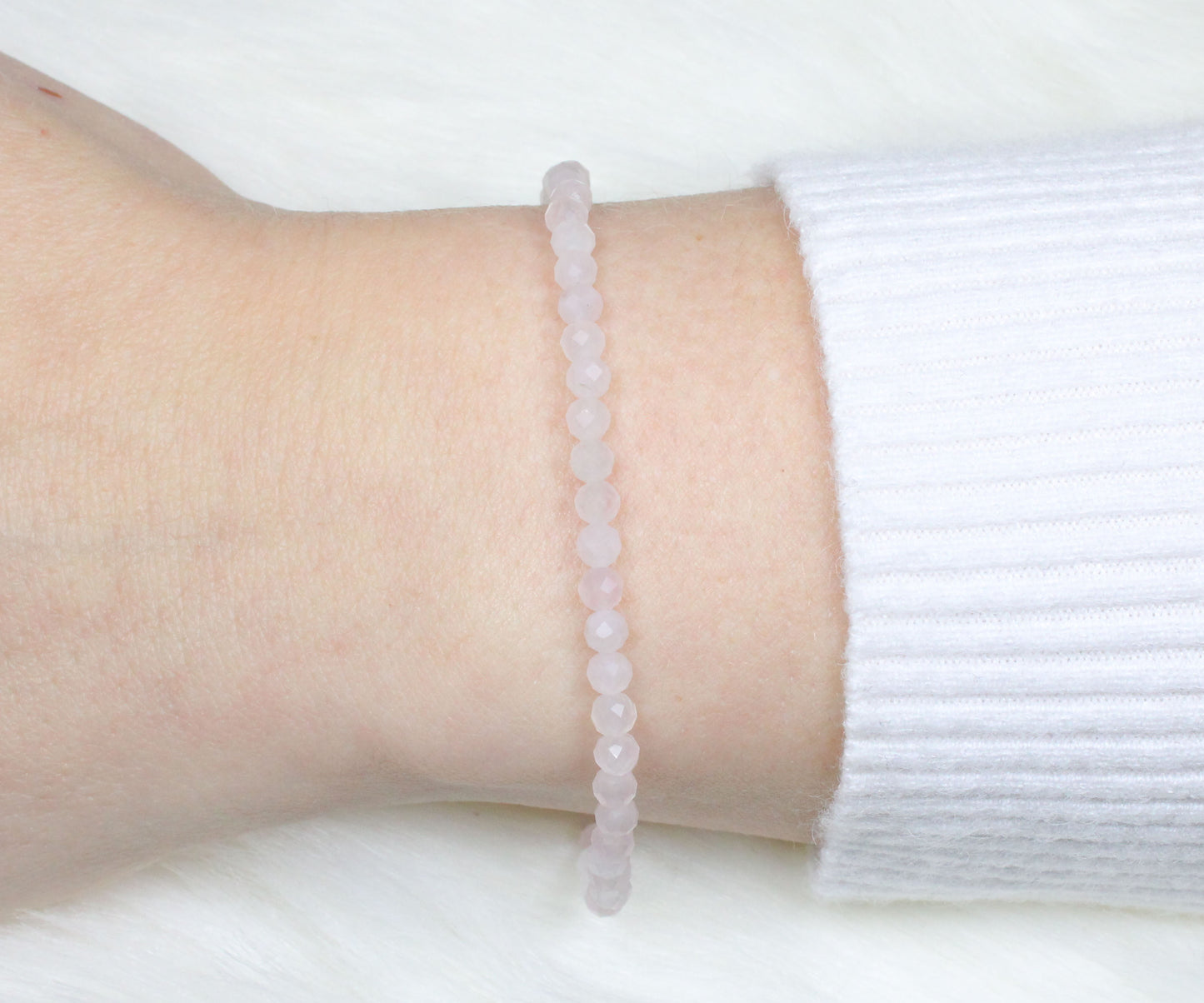 Rosenquarz Edelstein Armband 3mm facettiert