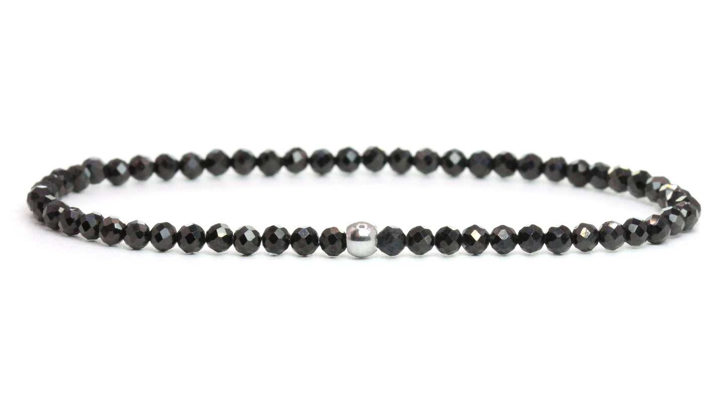 Schwarzer Spinell Edelstein Armband 3mm facettiert