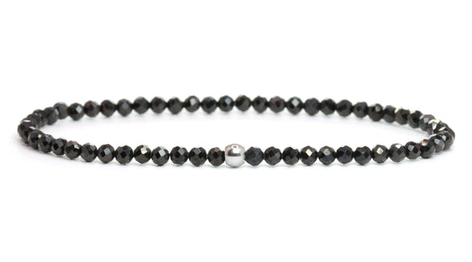 Schwarzer Spinell Edelstein Armband 3mm facettiert