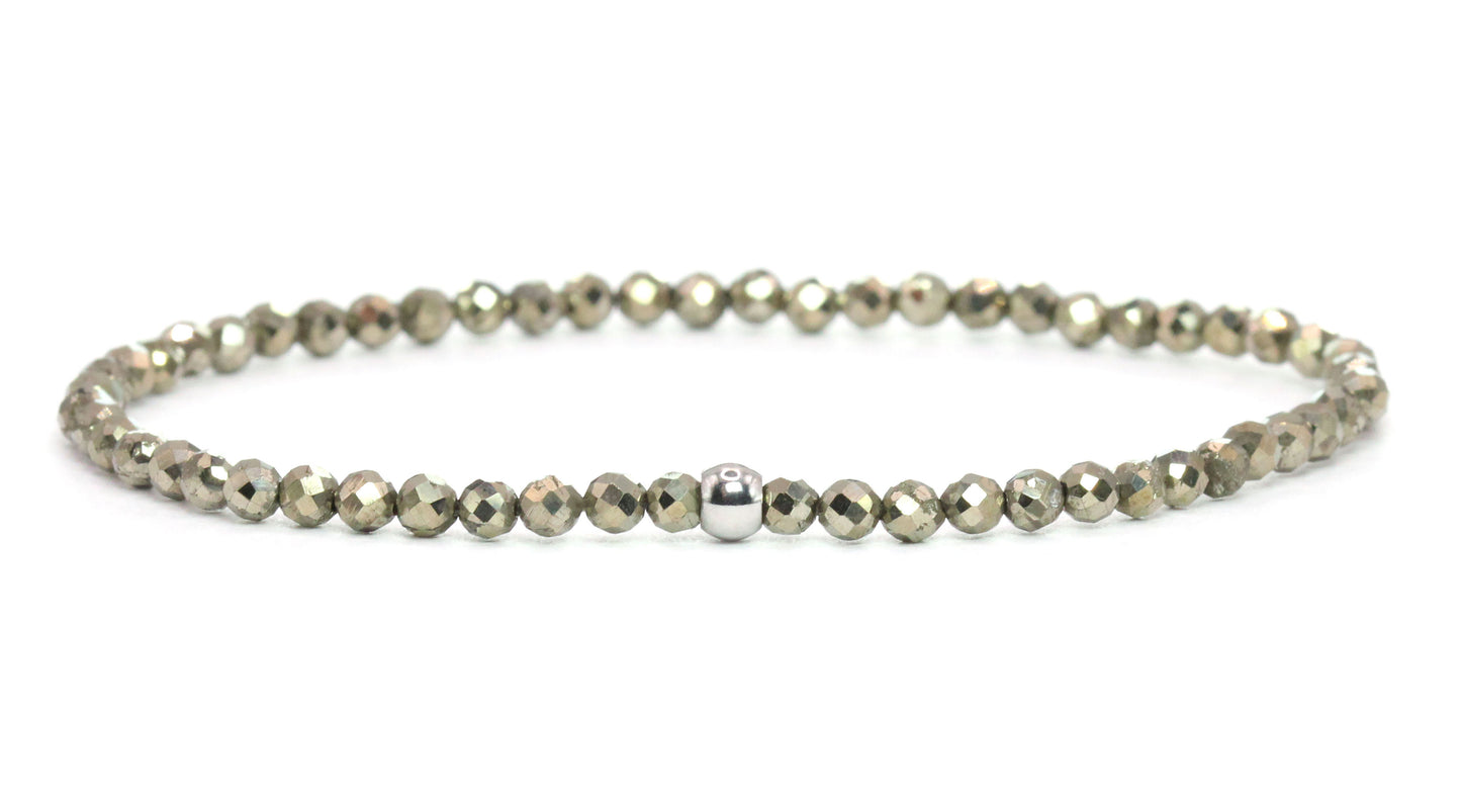 Pyrit Edelstein Armband 3mm facettiert
