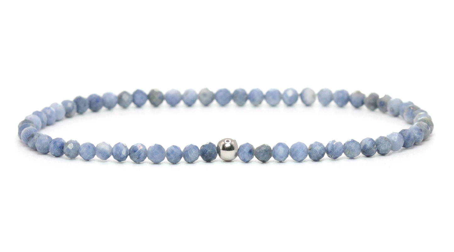 Blaue Koralle Edelstein Armband 3mm facettiert